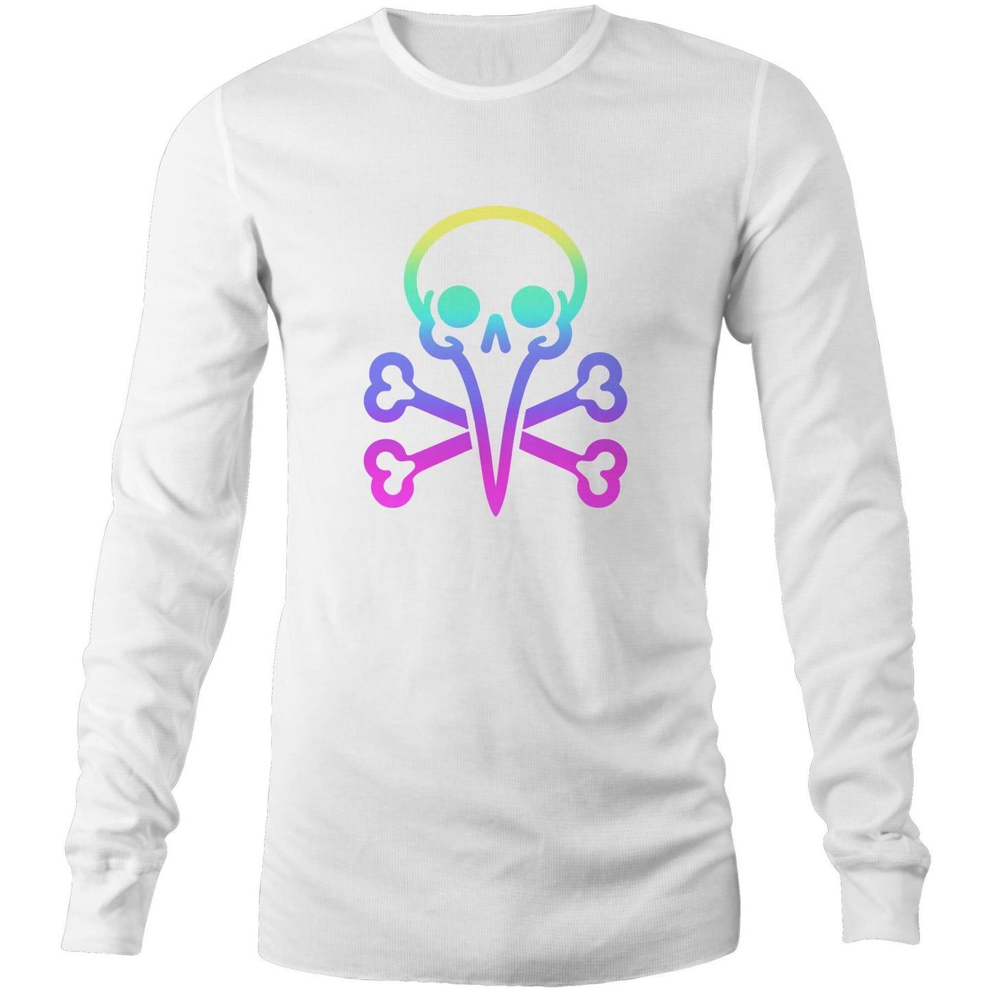 Men's Long Sleeve Bin Chicken - Rainbow Skull Tee