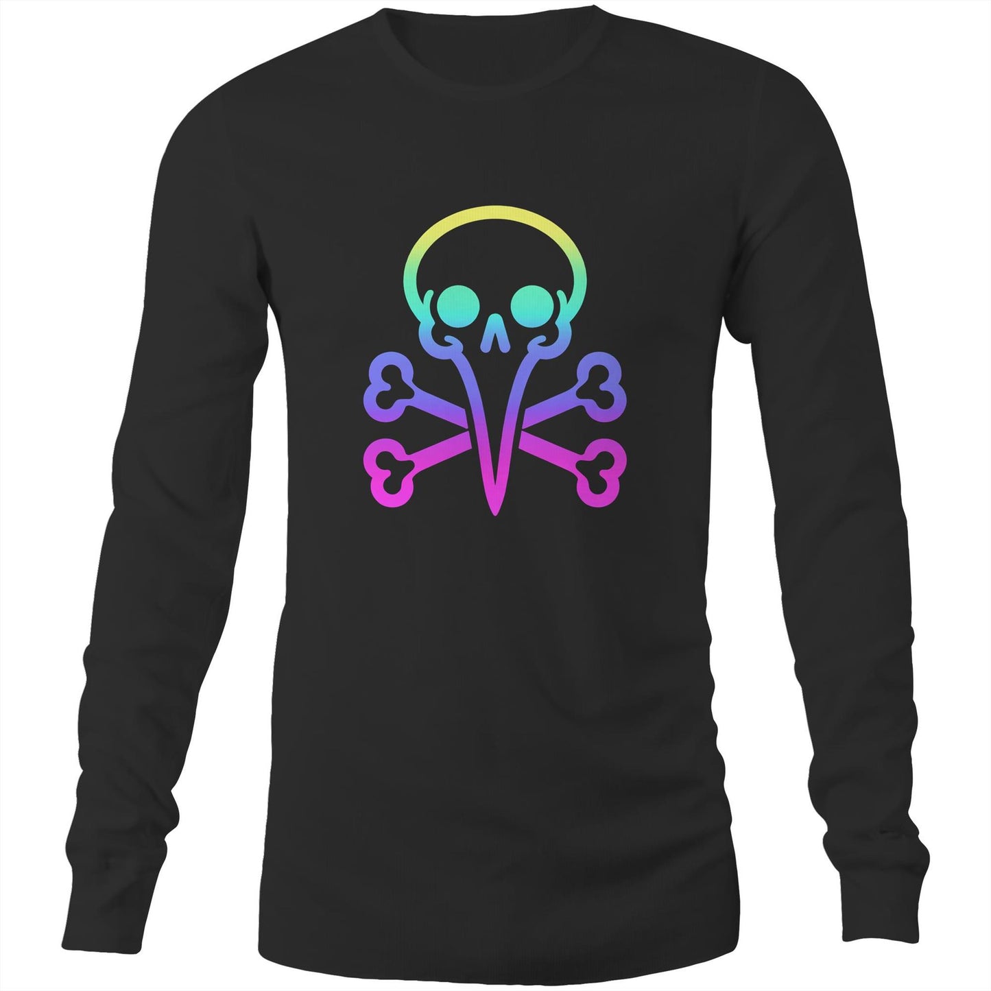 Men's Long Sleeve Bin Chicken - Rainbow Skull Tee