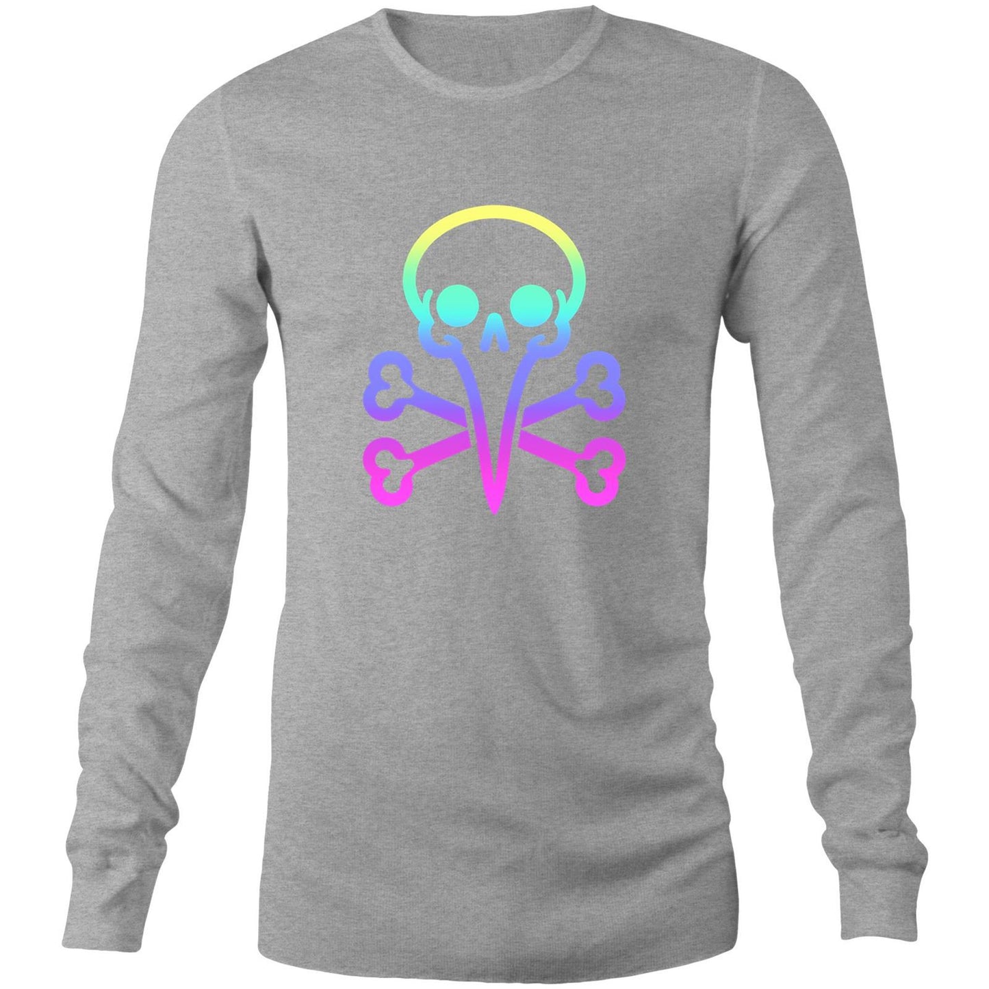 Men's Long Sleeve Bin Chicken - Rainbow Skull Tee